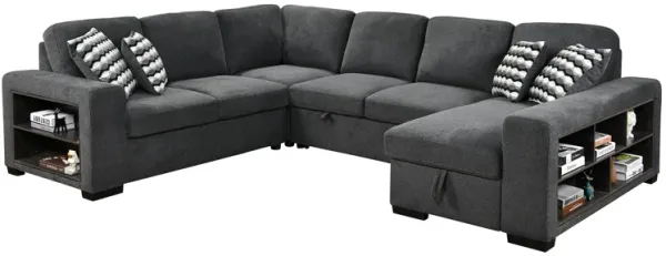 MONDAWE 125" Modern U Shaped 7 Seat Sectional Sofa Couch with Cabinet,Sofa Bed with Storage Chaise-Pull Out Couch Bed
