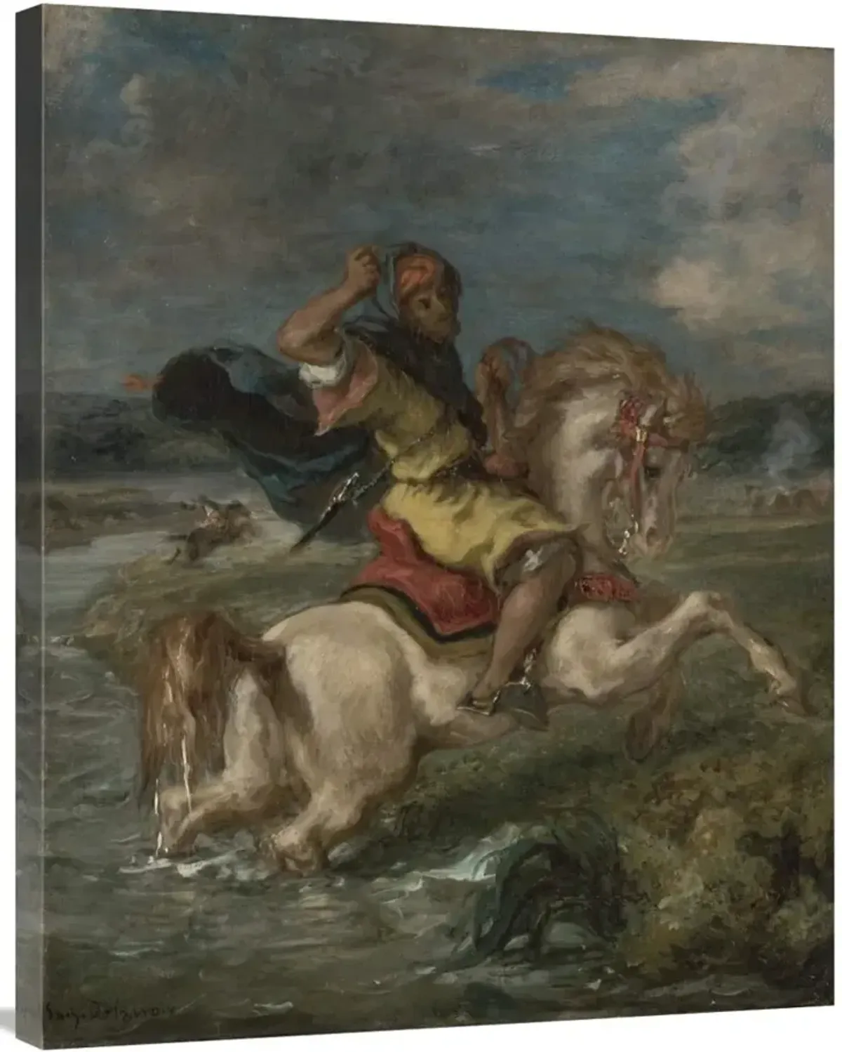 Moroccan Horseman Crossing a Ford-Canvas Art-28x35