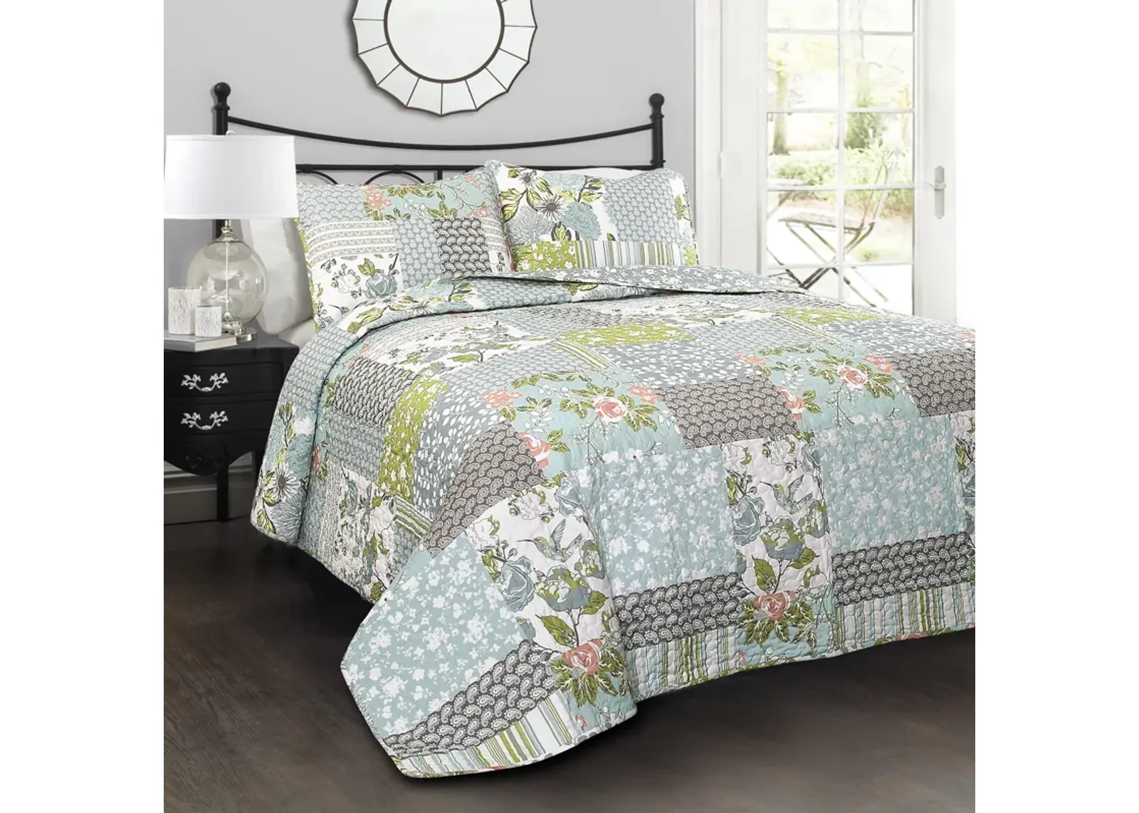 Roesser Quilt Blue 3Pc Set Full/Queen