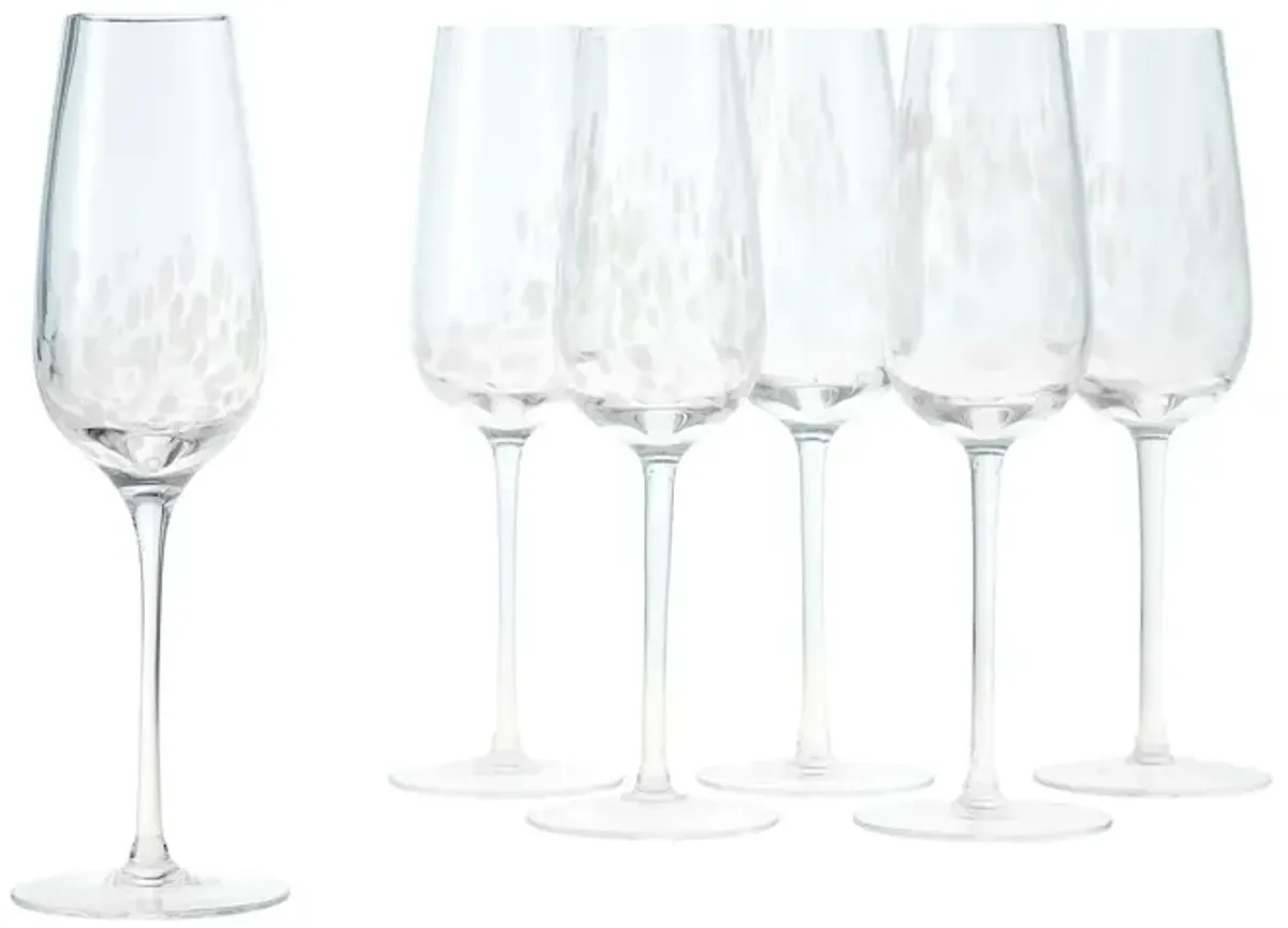 Blue Rose Polish Pottery Opal Confetti Champagne Glass - Set of 6
