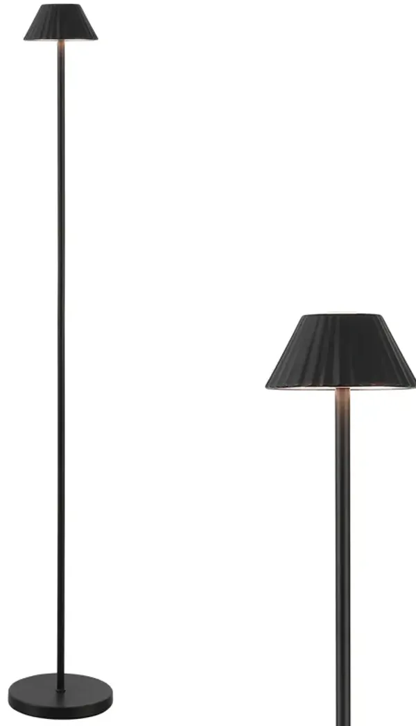 Mallory 44" Modern Minimalist Indoor/Outdoor Iron Pleated Shade Rechargeable/Cordless Dimmable Integrated LED Floor Lamp