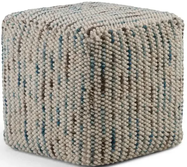 Simpli Home Zoey Woven Cube Pouf In Multi Color Cotton And Wool