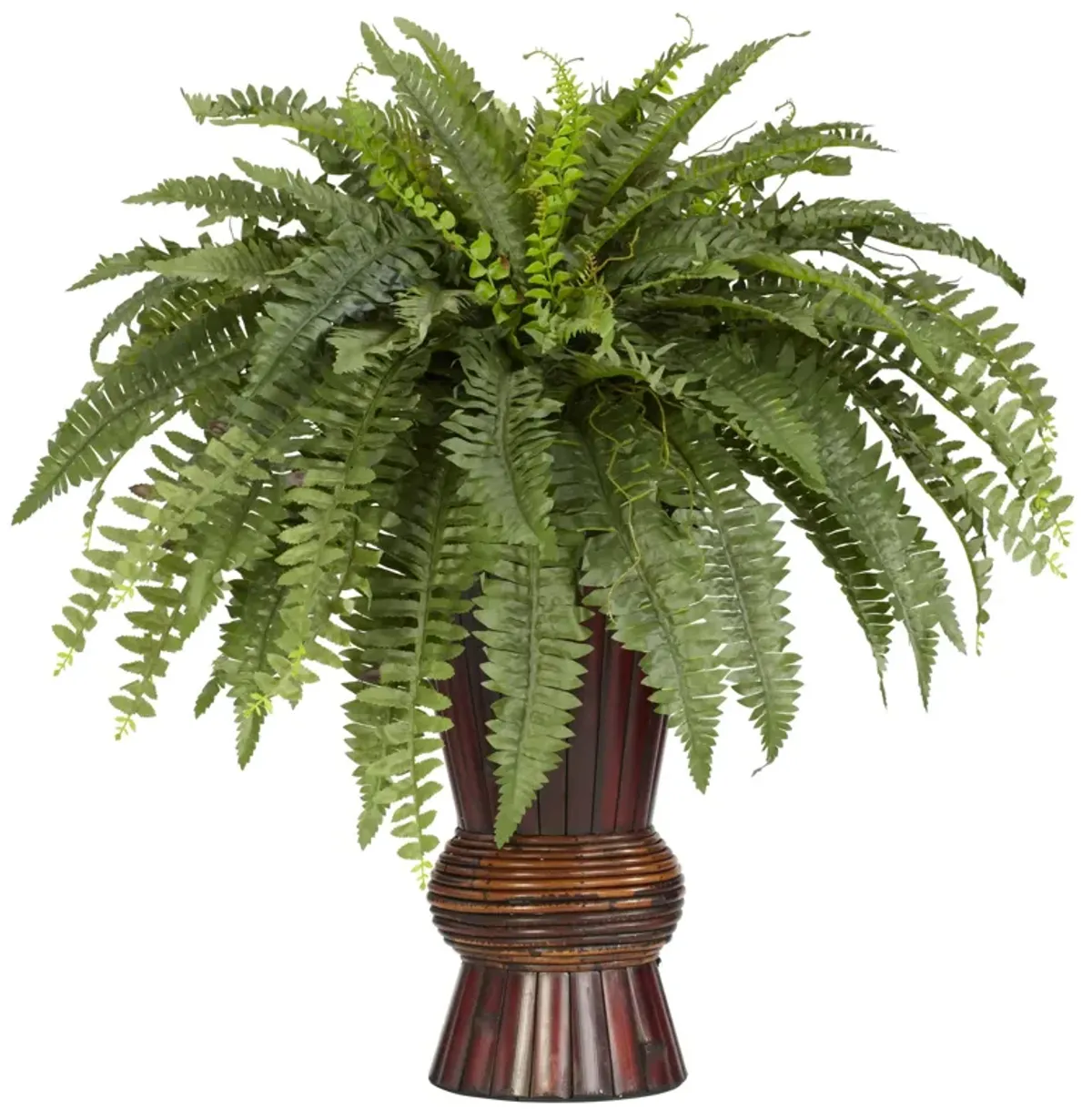 HomPlanti Boston Fern w/Bamboo Vase Silk Plant