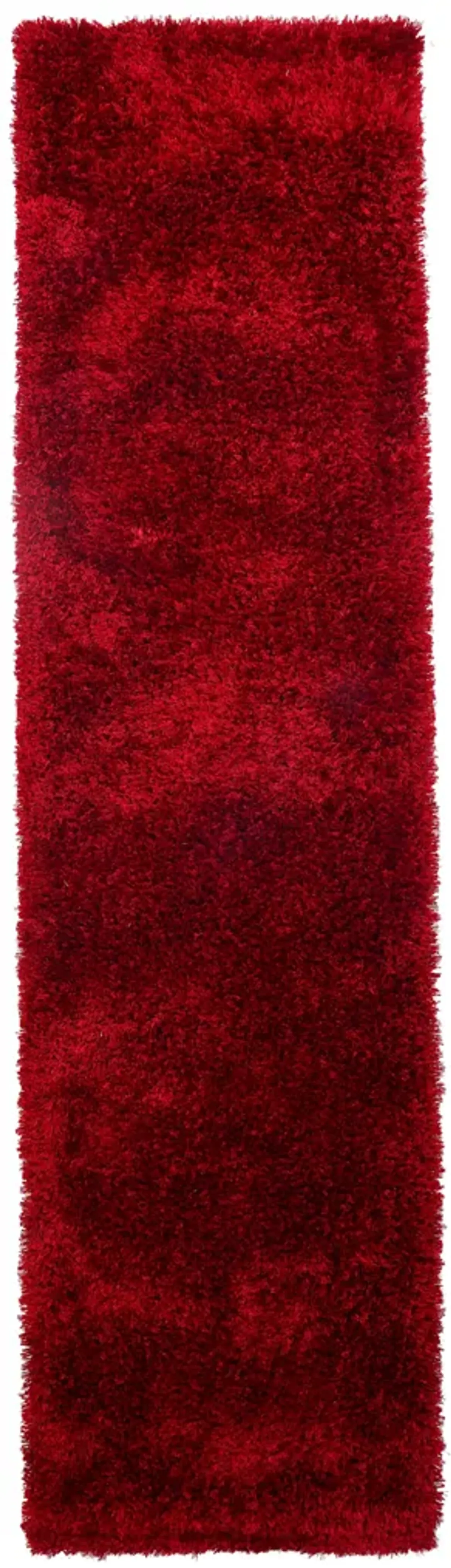 RUGSOTIC CARPETS HAND TUFTED SHAG POLYESTER ECO-FRIENDLY AREA RUGS  - 2'6''x6', Runner, Red, Solid Plain Design, High Pile Thick Handmade Anti Skid Area Rugs for Living Room, Bed Room K00111