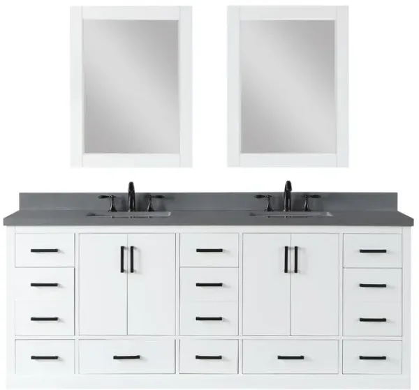 Altair 84 Double Bathroom Vanity Set in White with Mirror