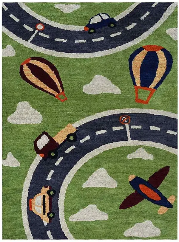 RUGSOTIC CARPETS HAND TUFTED WOOL ECO-FRIENDLY AREA RUGS  - 5'x8', Rectangle Shape, Green, Kids Design, High Pile Thick Handmade Anti Skid Area Rugs for Living Room, Bed Room (K03007)