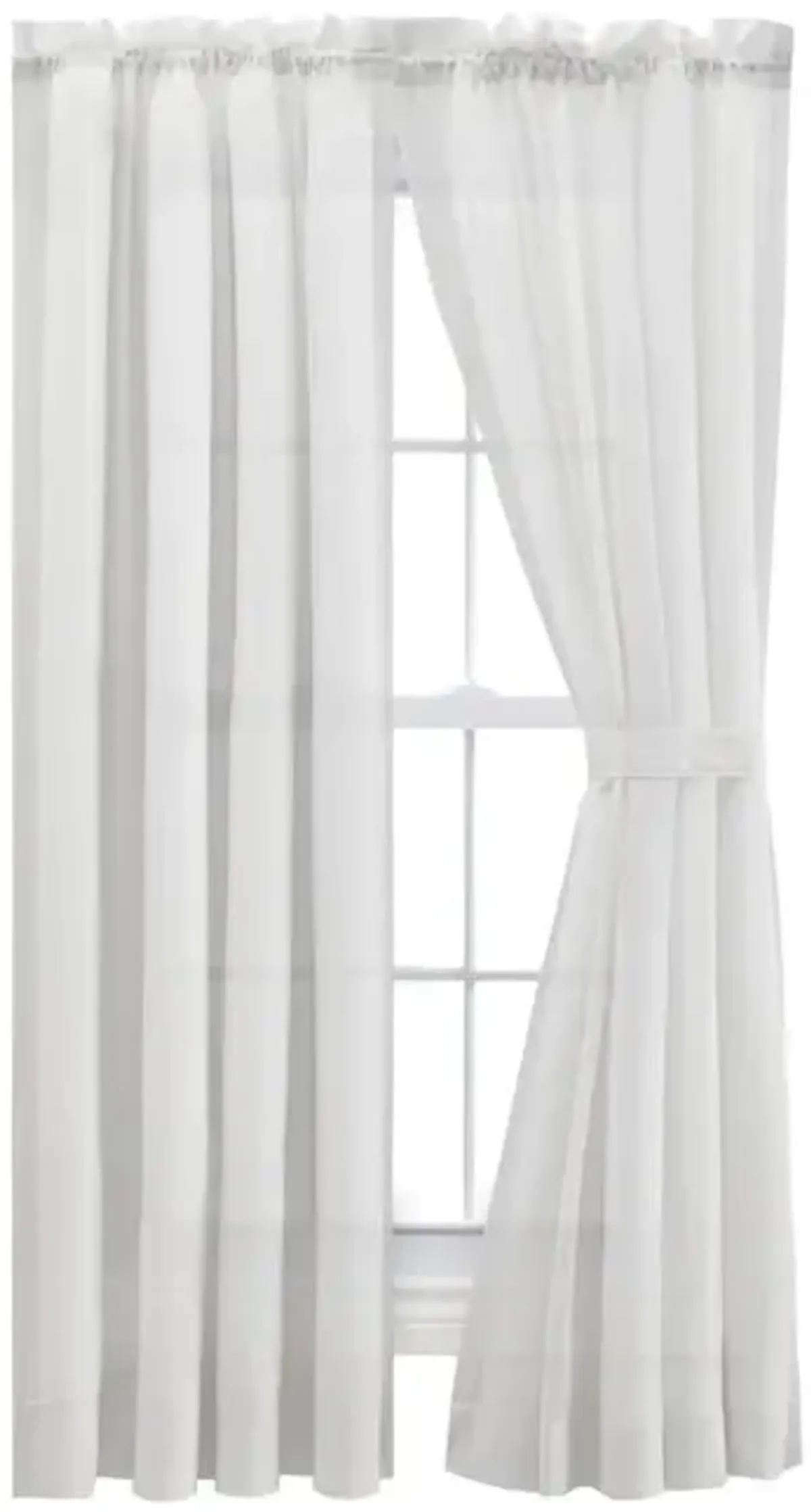Ellis Curtain Cotton Voile 1.5" Rod Packet Tailored Curtain Panel Pair for Windows 80" x 72" White