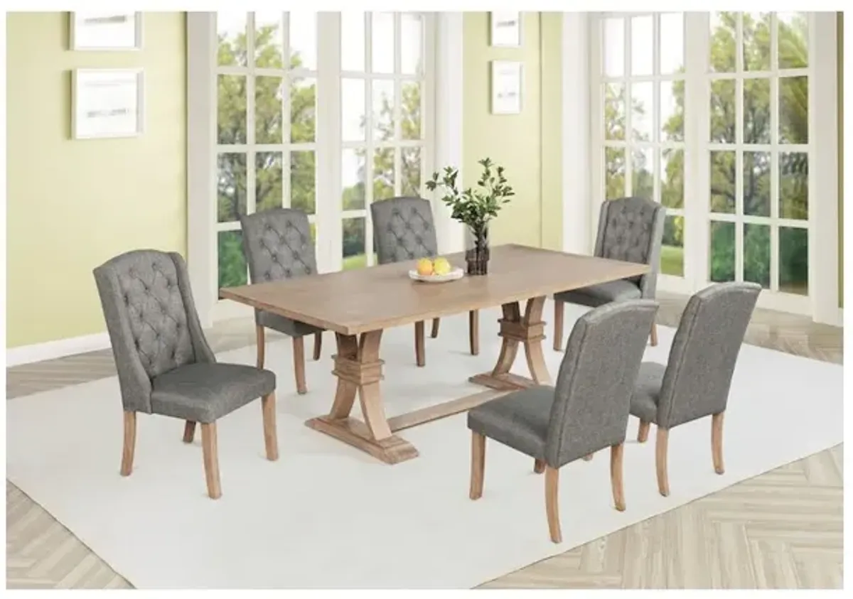 Best Quality Furniture 7 Piece Traditional Dining Table With Dark Grey Side Chairs