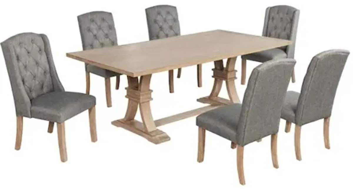 Best Quality Furniture 7 Piece Traditional Dining Table With Dark Grey Side Chairs