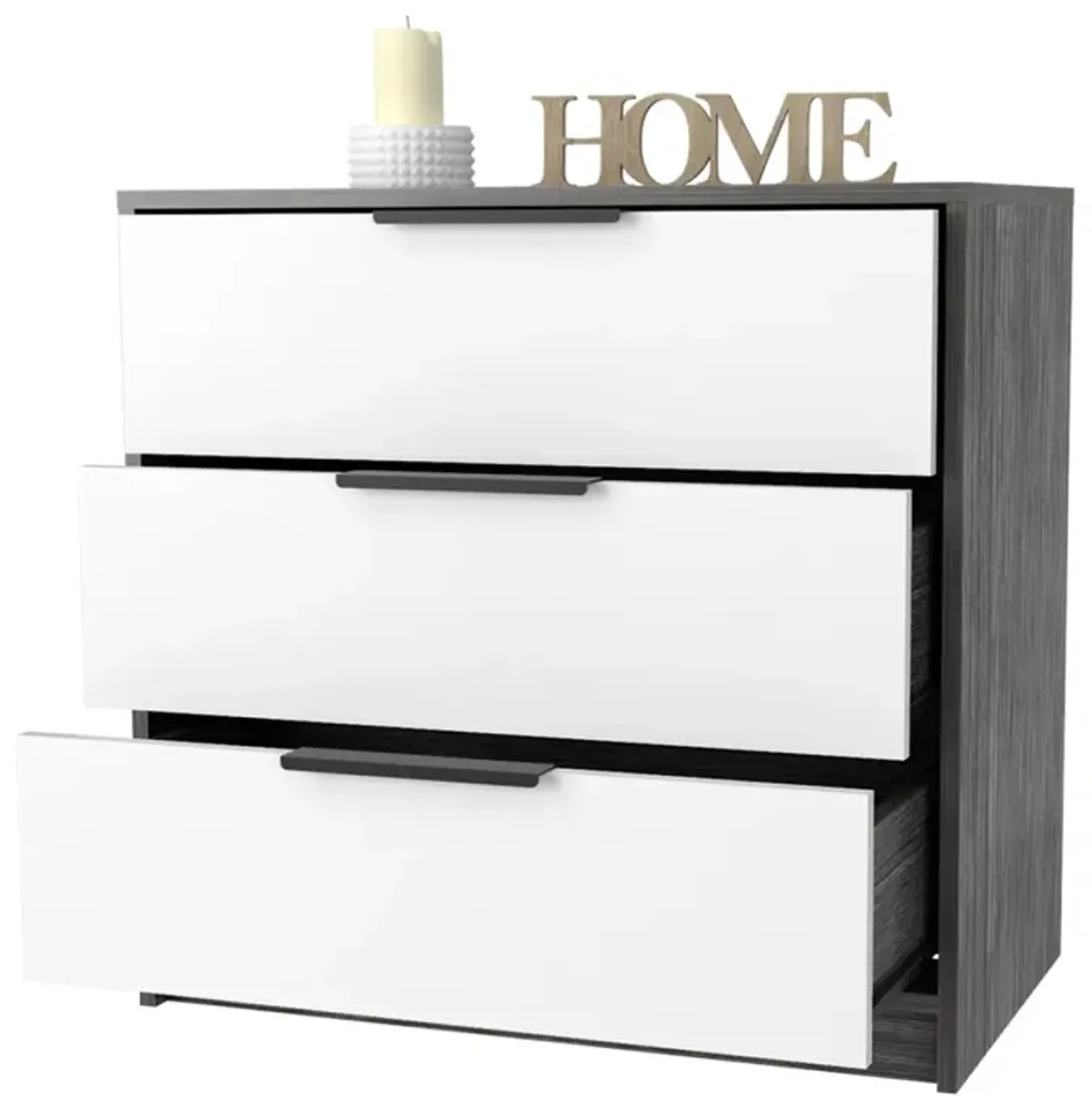 Cannon 3-Drawer Dresser Smokey Oak And White