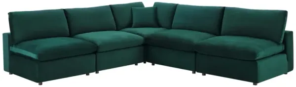 Commix Down Filled Overstuffed Performance Velvet 5-Piece Sectional Sofa