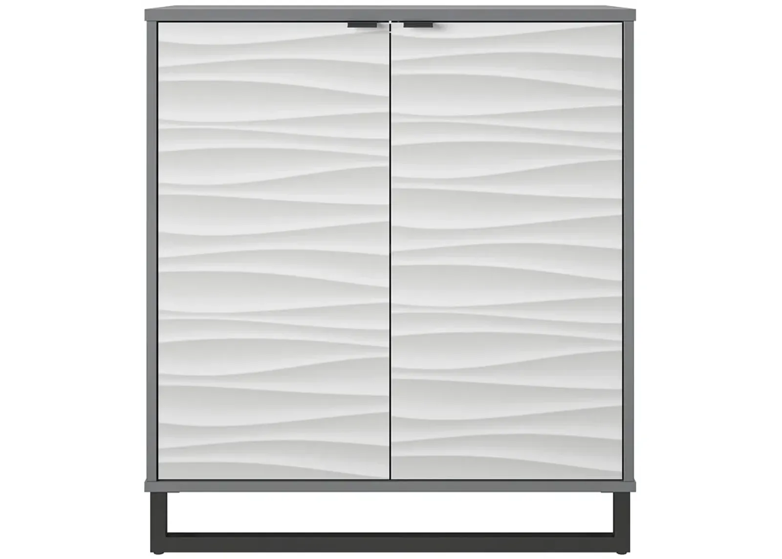 Ameriwood Home Monterey Two-Door Accent Cabinet, Faux Wave Pattern with Graphite Gray