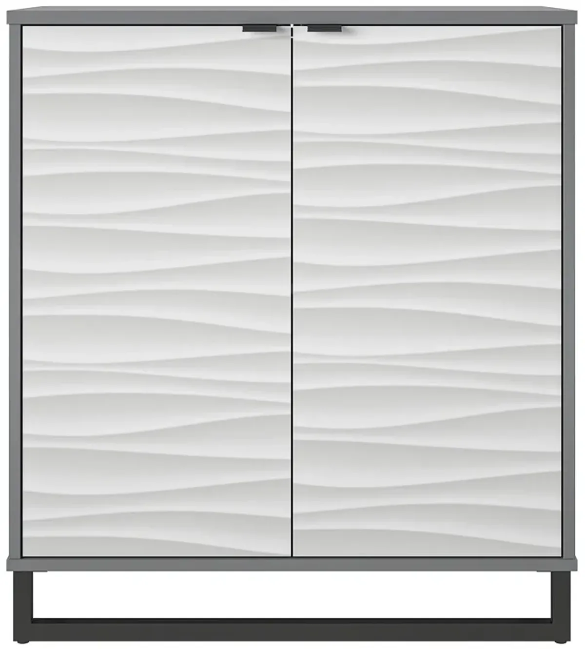 Ameriwood Home Monterey Two-Door Accent Cabinet, Faux Wave Pattern with Graphite Gray