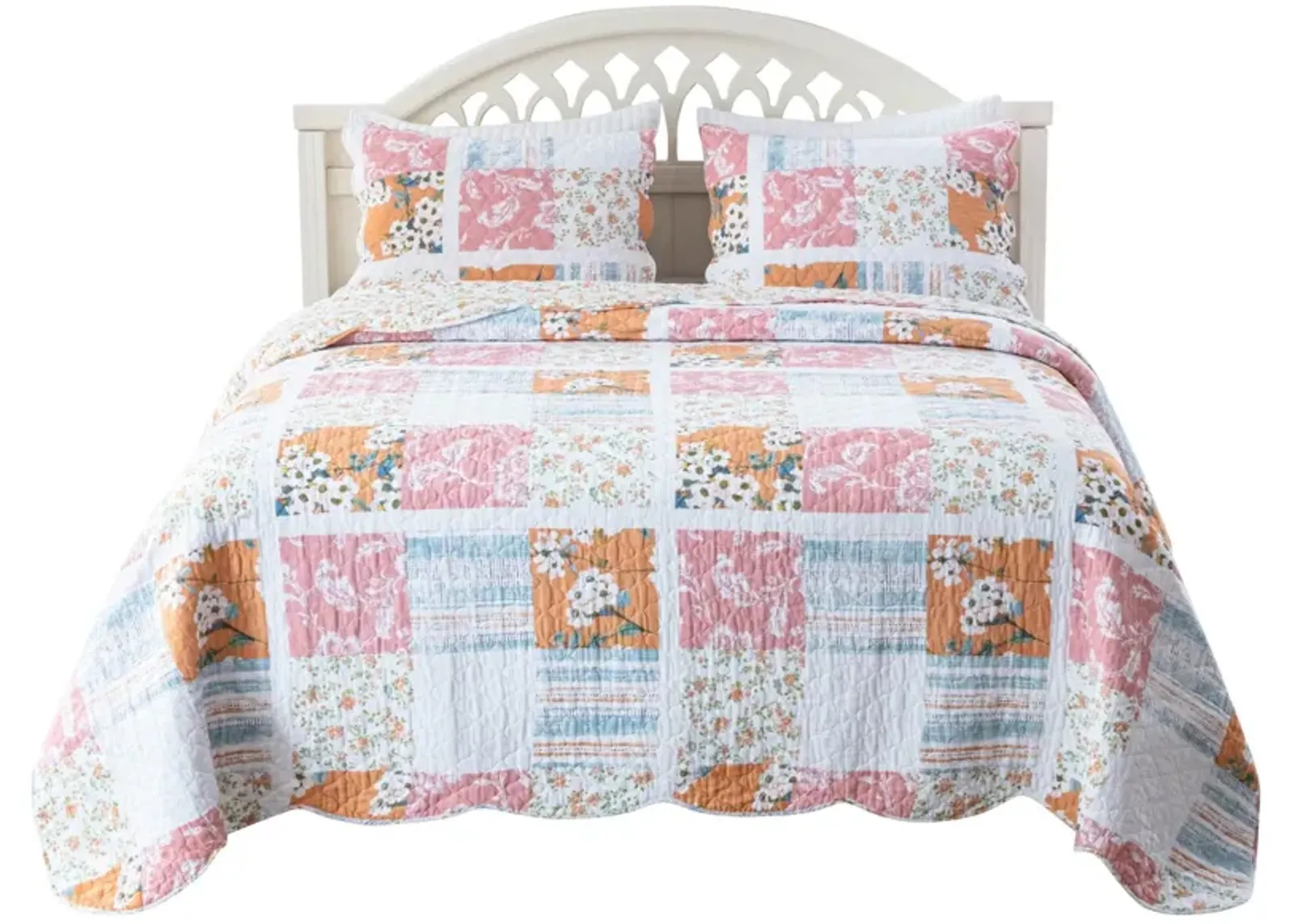 Greenland Home Everly Shabby Chic Floral Design 2 Pieces Quilt Set, Twin/XL, Blue