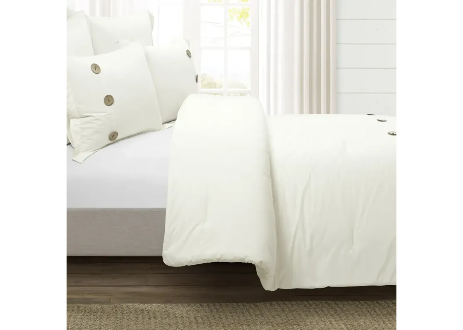 Linen Button Cotton Blend Comforter 5-Pc Set