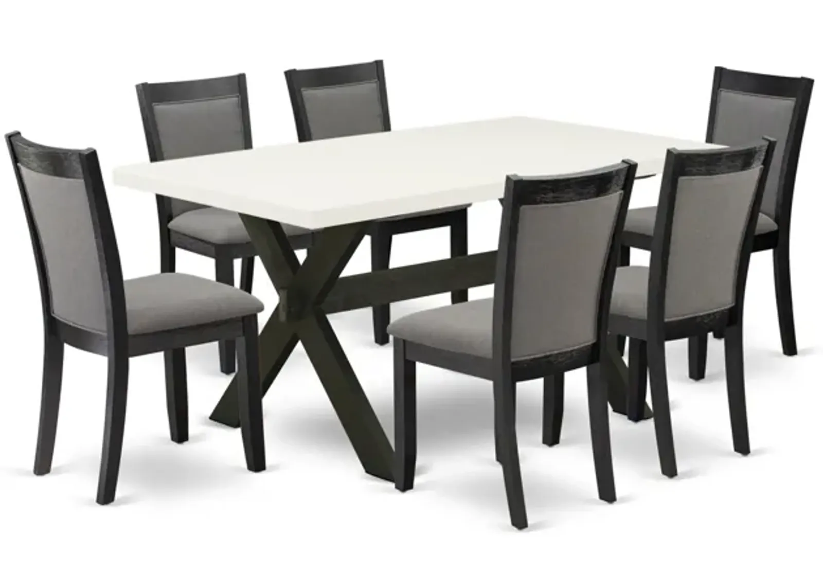 East West Furniture X626MZ650-7 7Pc Dining Room Set - Rectangular Table and 6 Parson Chairs - Multi-Color Color