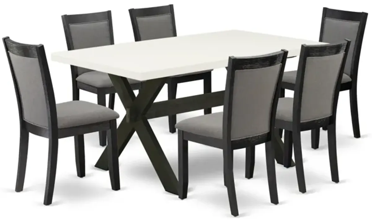 East West Furniture X626MZ650-7 7Pc Dining Room Set - Rectangular Table and 6 Parson Chairs - Multi-Color Color