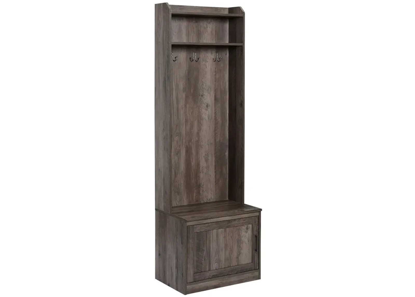 Brown Entryway Organizer: Hall Tree with Shoe Bench & Coat Rack