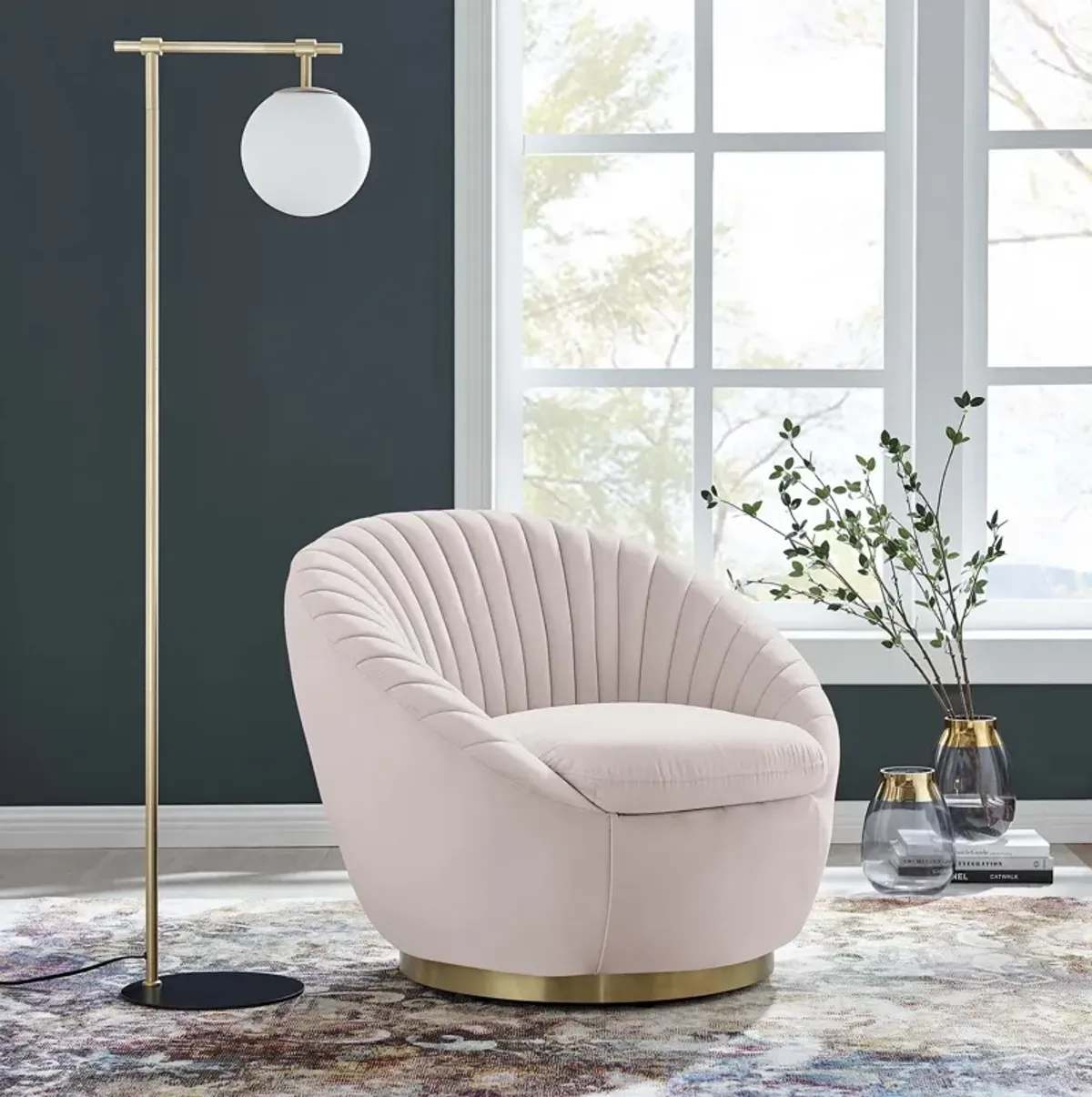 Whirr Tufted Performance Velvet Swivel Chair