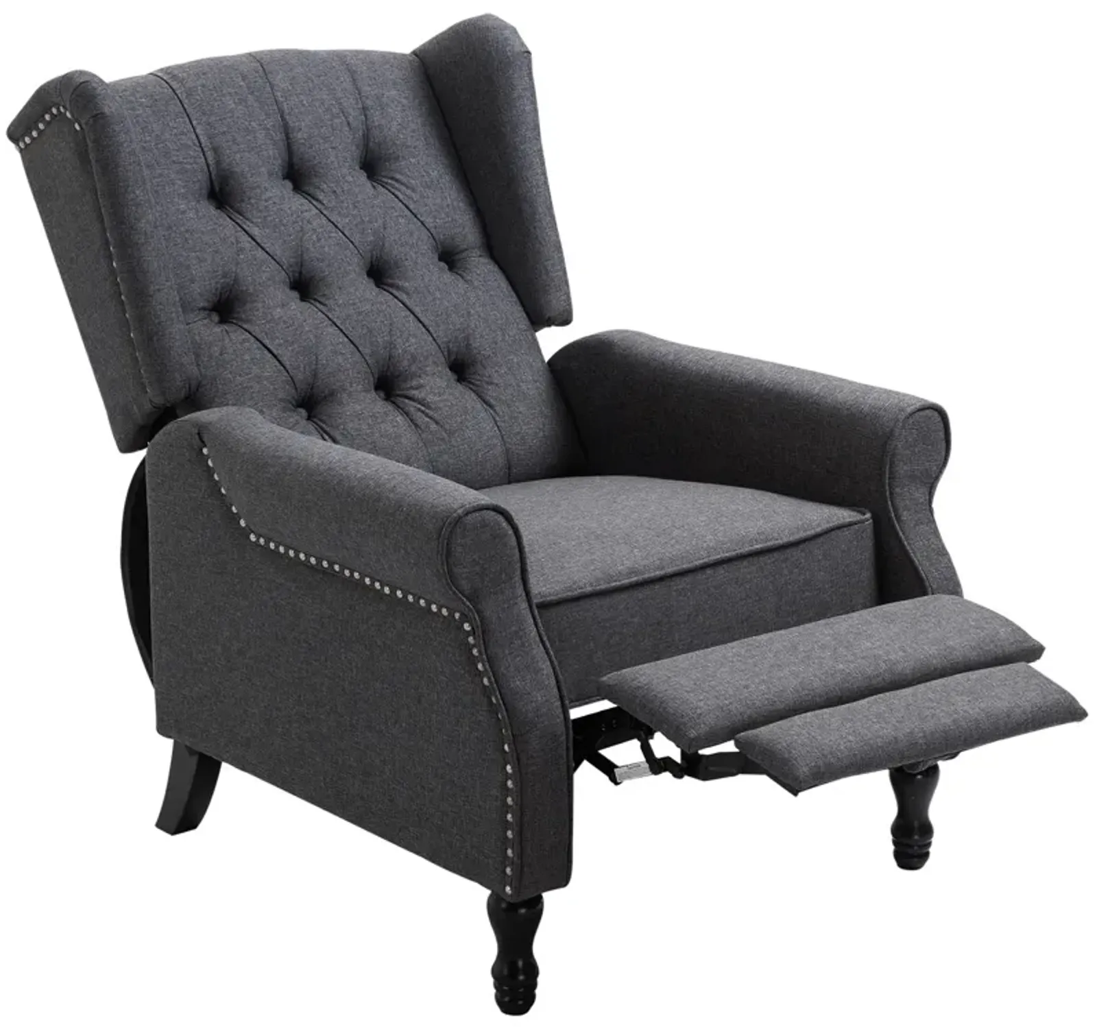 Dark Gray Lounge Chair: Vintage Linen Fabric Tufted Reclining Sofa