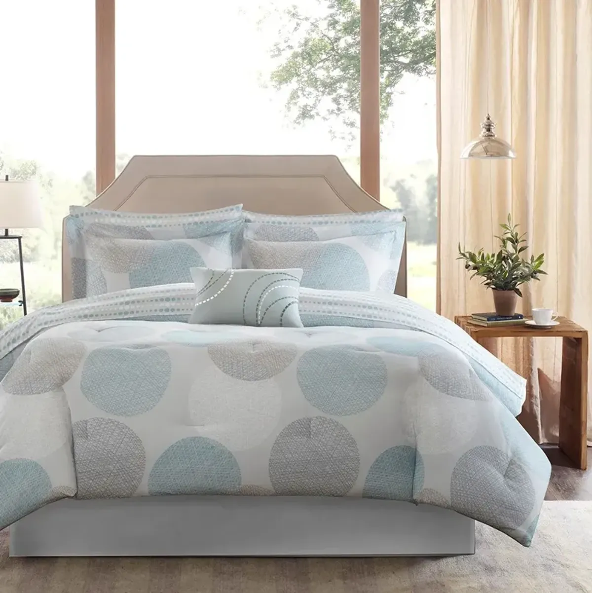 Gracie Mills Timothy 7-Piece Contemporary Geometric Comforter Set with Bed Sheets