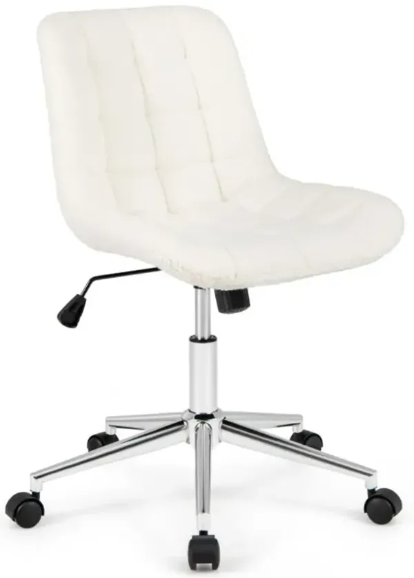 Hivvago Teddy Fleece Armless Office Chair Makeup Vanity Chair