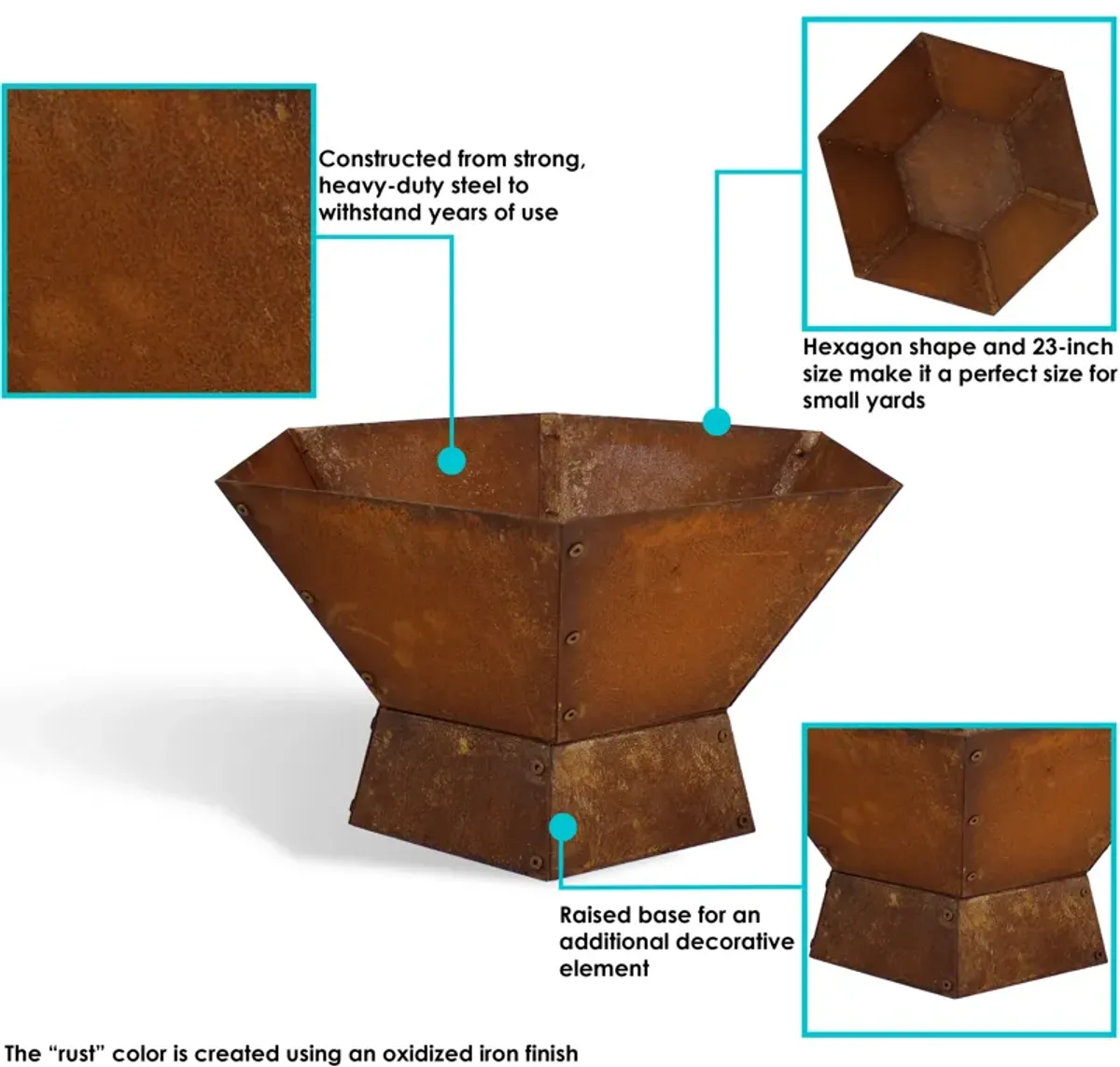 Sunnydaze 23 in Rustic Affinity Steel Fire Pit with Pedestal Stand