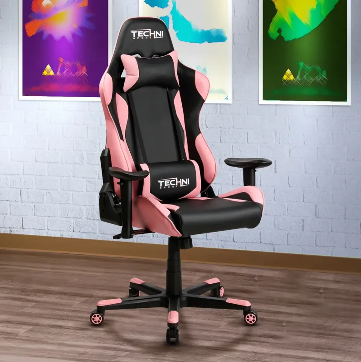 Ergonomic High Back Racer Style Pc Gaming Chair, Pink