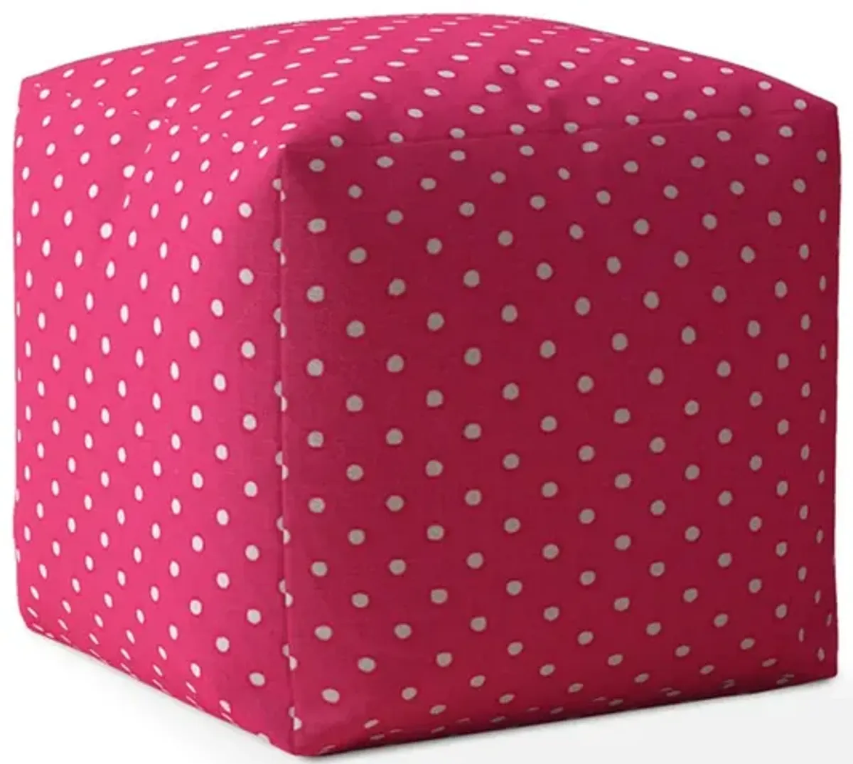 Homezia 17" Pink And White Cotton Polka Dots Pouf Ottoman