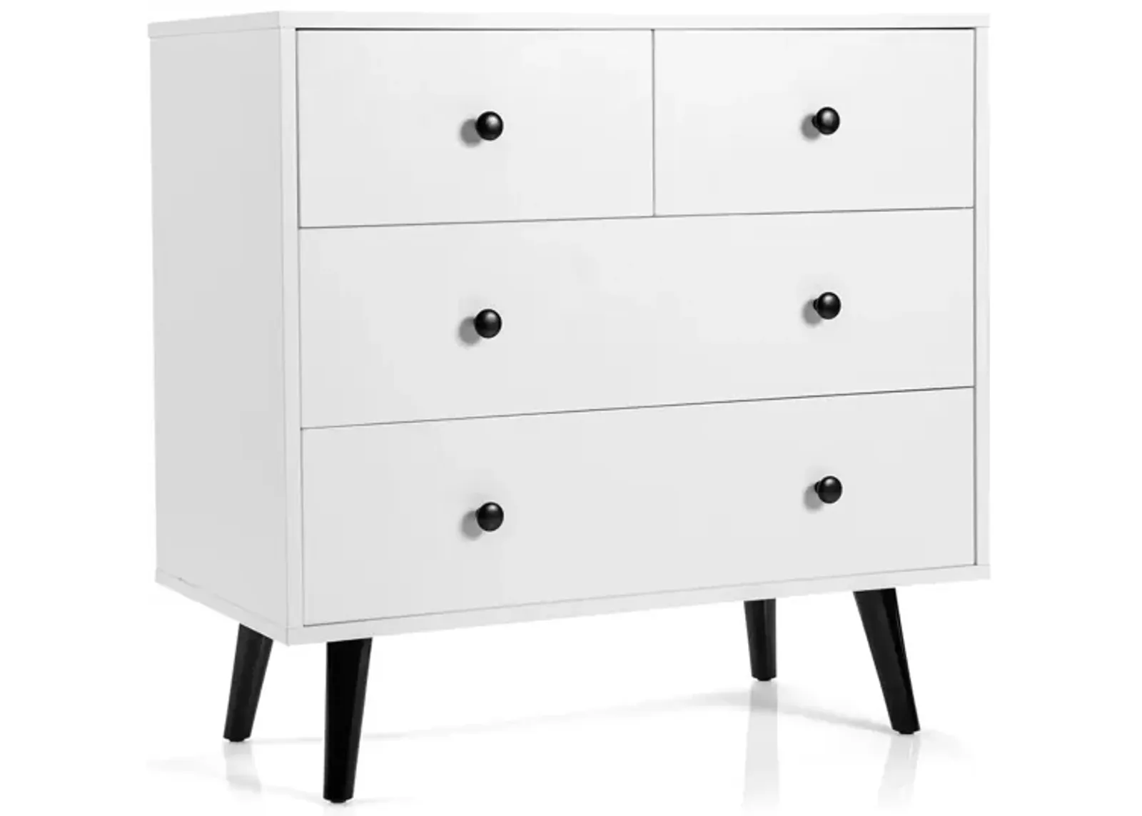 4 Drawers Dresser Chest of Drawers Free Standing Sideboard Cabinet-White