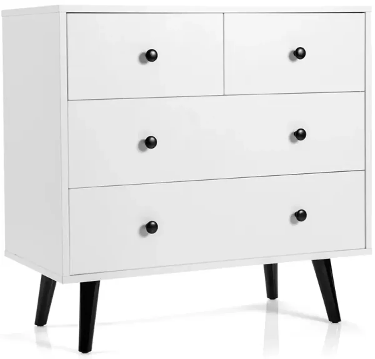 4 Drawers Dresser Chest of Drawers Free Standing Sideboard Cabinet-White