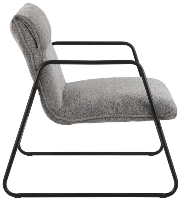 Streamdale Casper Industrial Arm Chair In Black Steel And Grey Noise Fabric