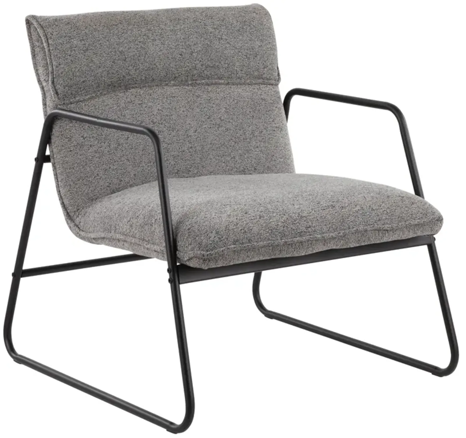 Casper Industrial Arm Chair In Black Steel And Grey Noise Fabric