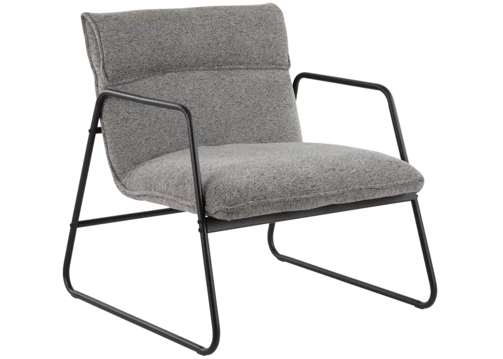 Casper Industrial Arm Chair In Black Steel And Grey Noise Fabric