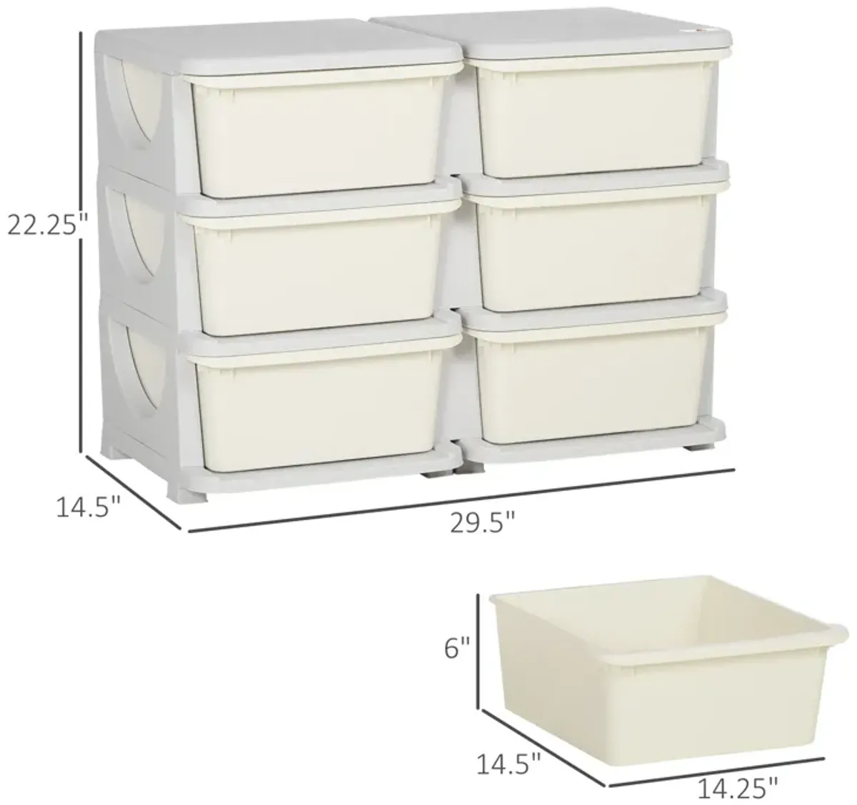 3 Tier Kids Storage Unit, 3 Drawer Chest Toy Organizer Plastic Bins for Kids Bedroom Nursery Kindergarten Living Room for Boys Girls Toddlers, Cream White