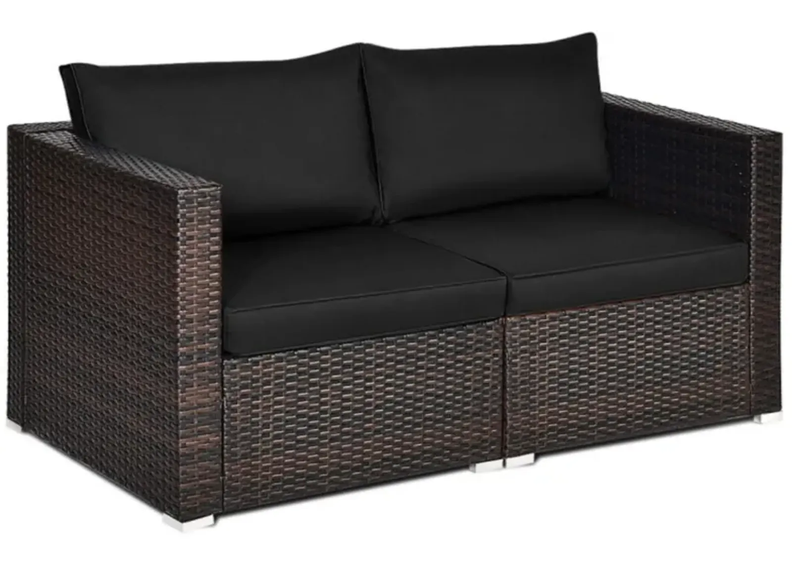 Hivvago 2PCS Patio Rattan Sectional Conversation Sofa Set