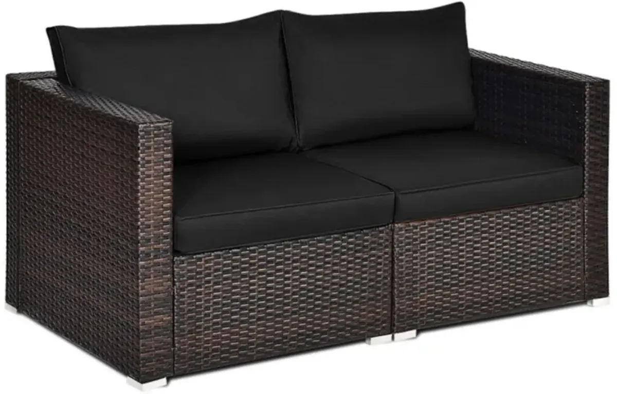 Hivvago 2PCS Patio Rattan Sectional Conversation Sofa Set