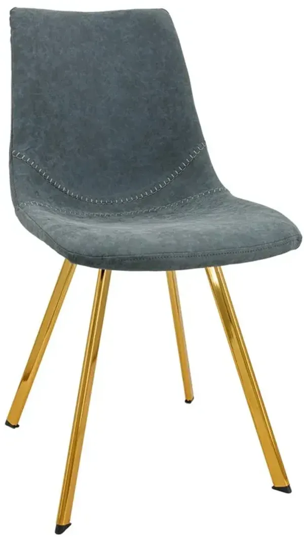 LeisureMod Markley Modern Leather Dining Chair With Gold Legs