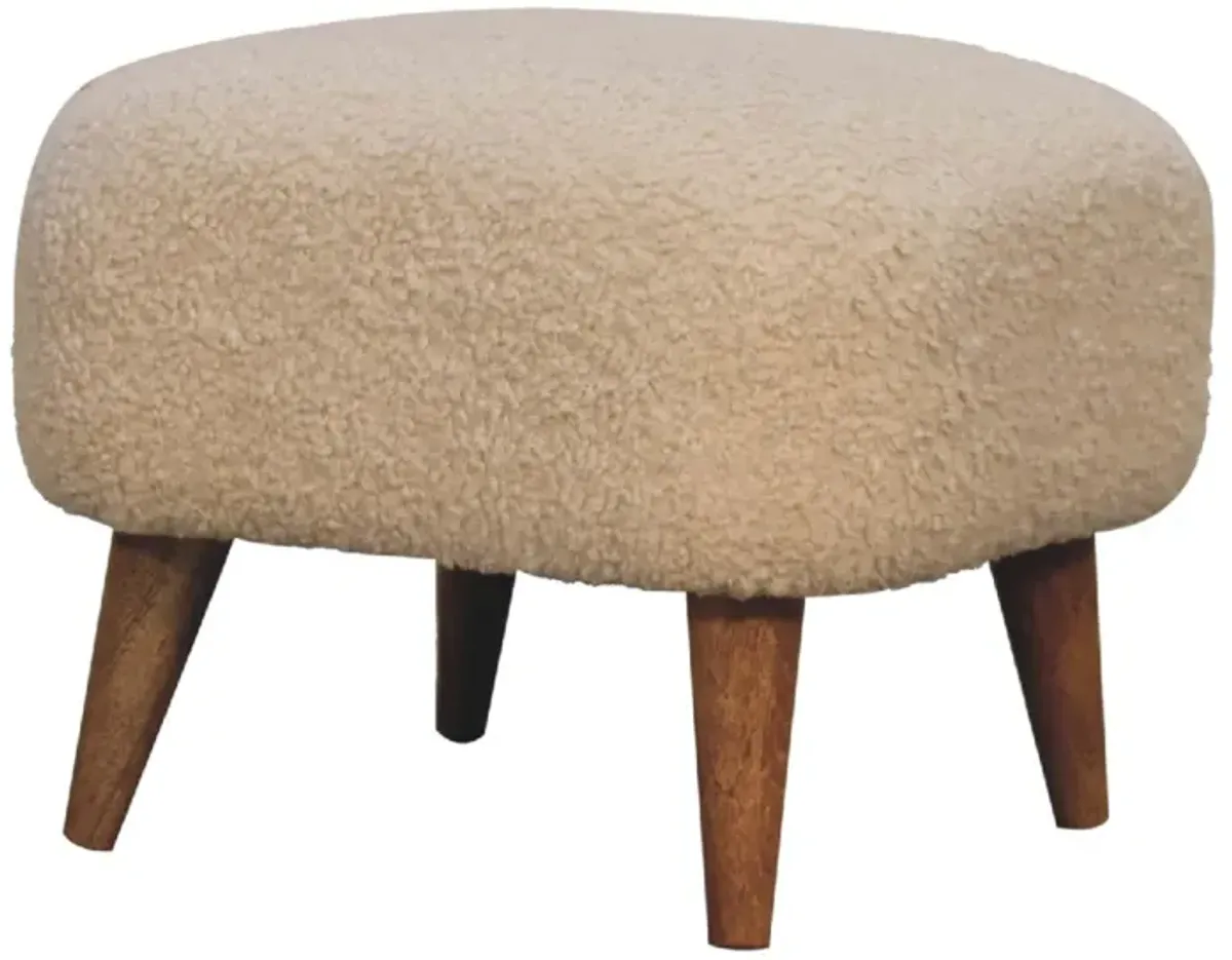 Boucle Cream  Solid Wood Upholestry Square Footstool