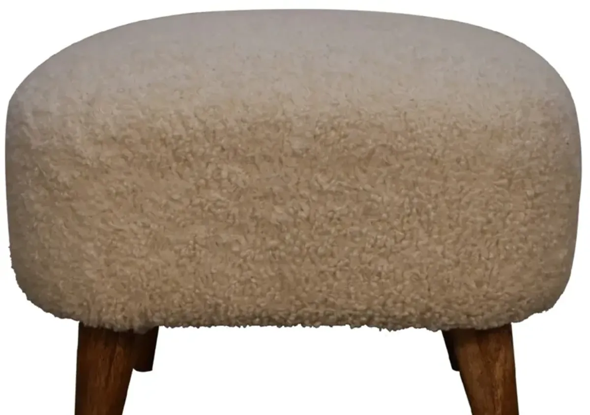 Boucle Cream  Solid Wood Upholestry Square Footstool