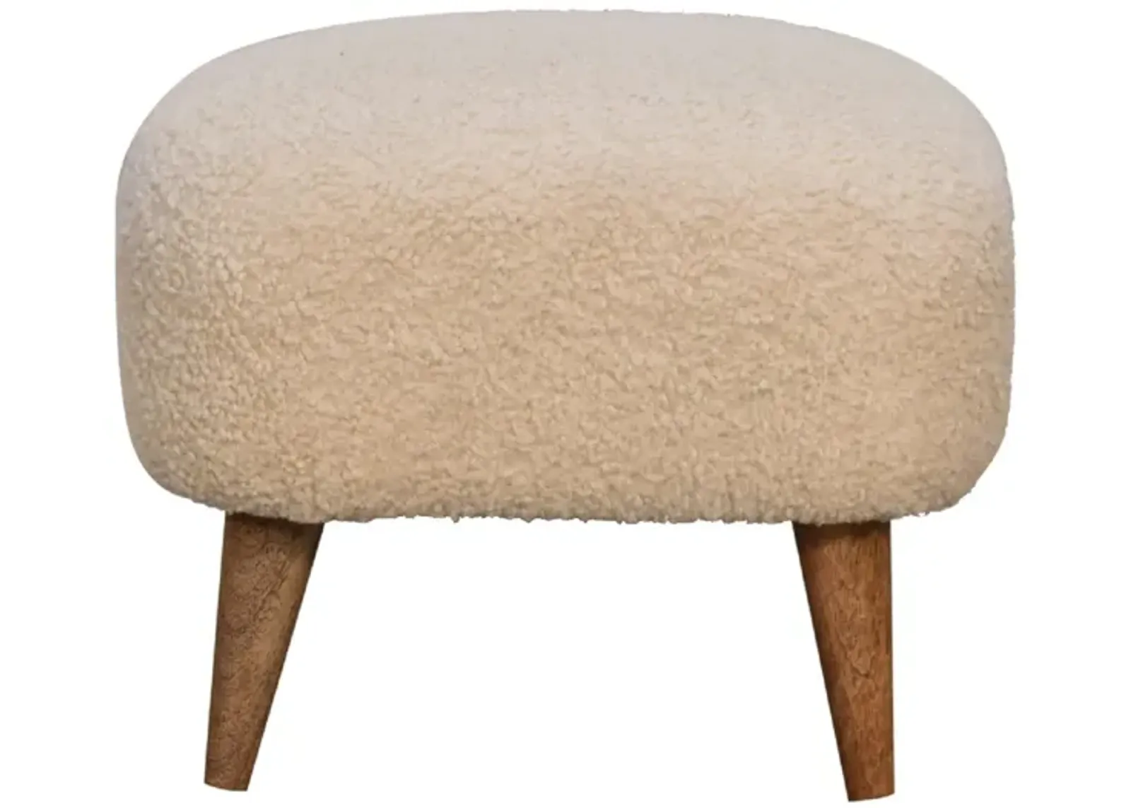 Boucle Cream  Solid Wood Upholestry Square Footstool