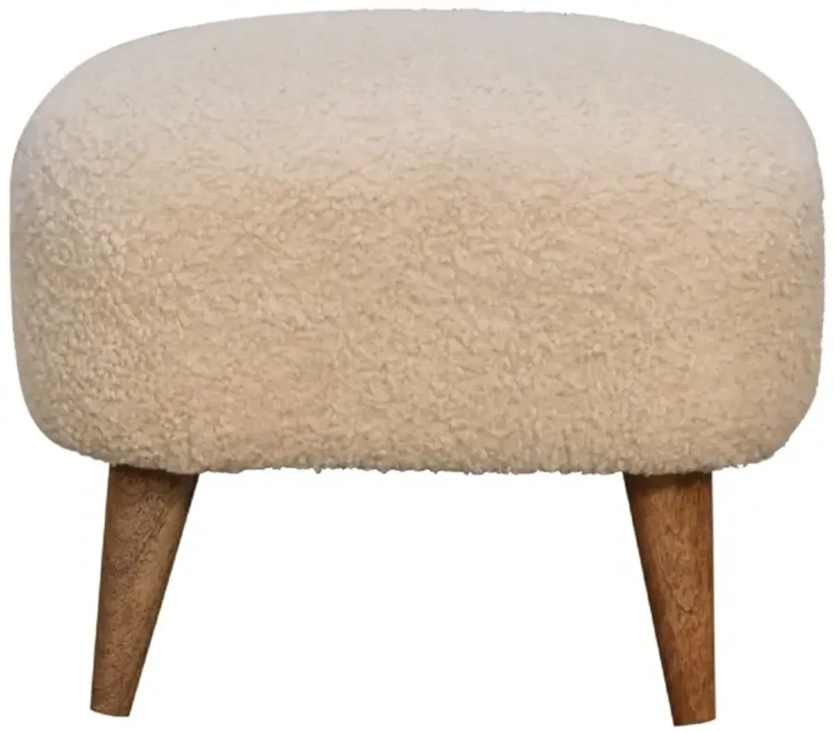 Boucle Cream  Solid Wood Upholestry Square Footstool