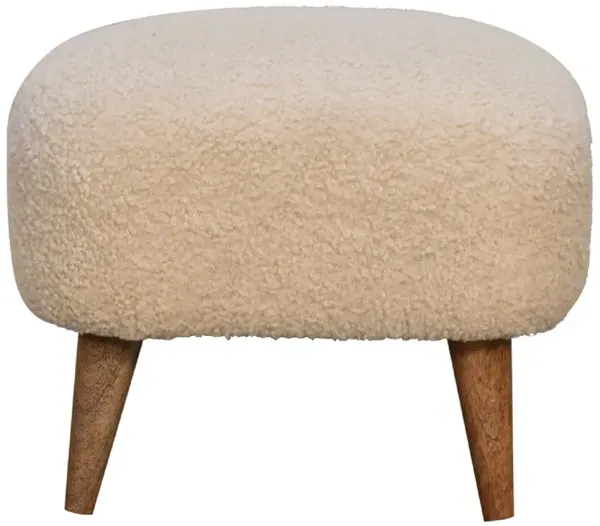 Boucle Cream  Solid Wood Upholestry Square Footstool