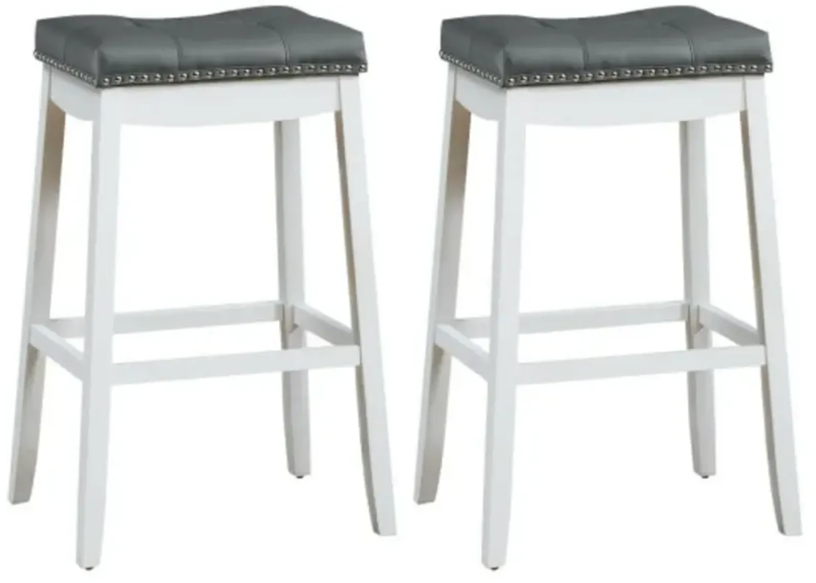 29" Set of 2 Nailhead Saddle Bar Stools