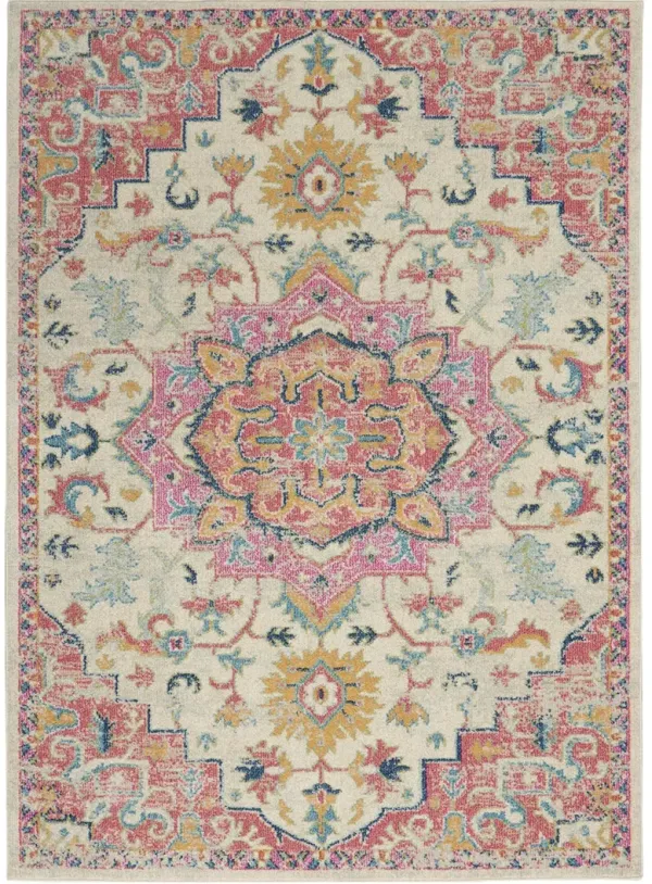 Passion PSN25 Ivory/Pink 5' x Round Rug