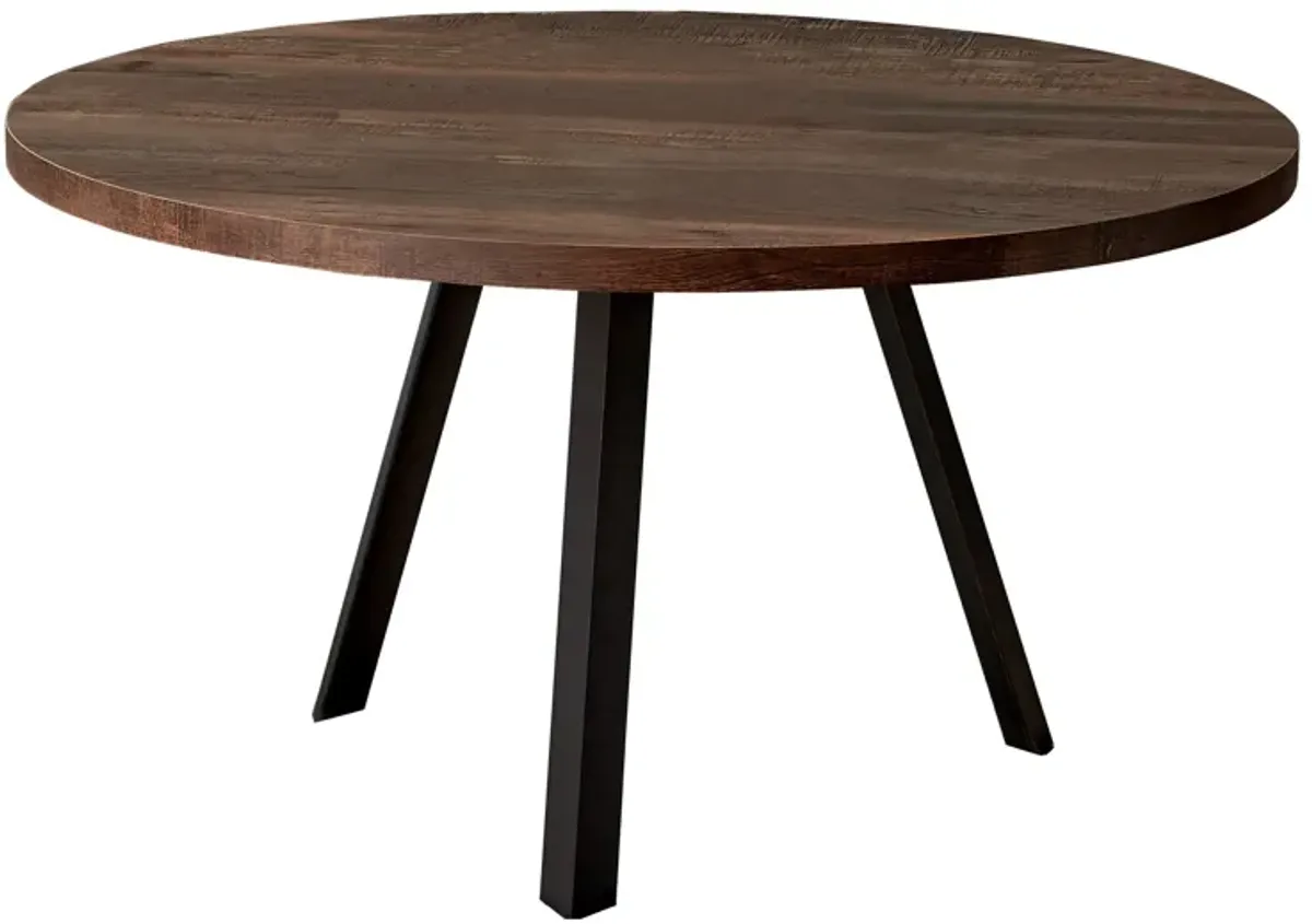 Monarch Specialties 7814 Coffee Table, Accent, Cocktail, Round, Living Room, 36" Dia, Metal, Laminate, Black, Contemporary, Modern Table-36, 36" L x 36" W x 17.75" H, Brown Reclaimed Wood-Look