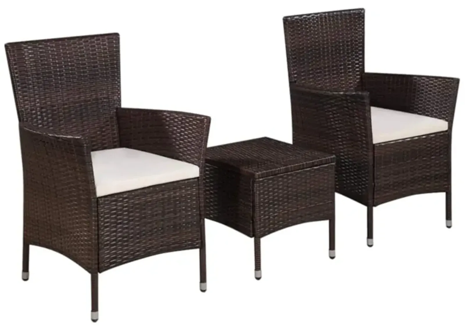 vidaXL 3 Piece Bistro Set Poly Rattan Brown