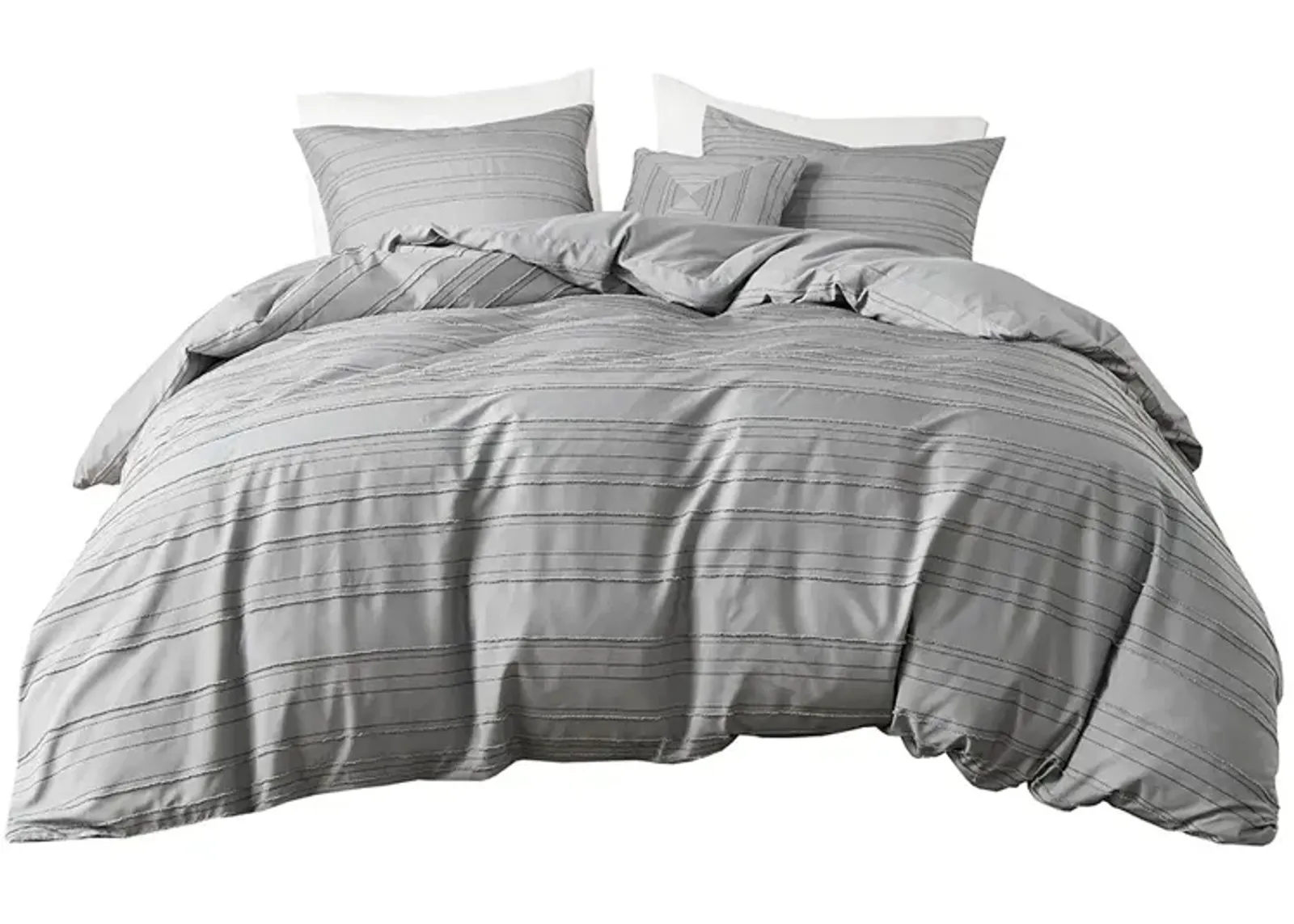 Gracie Mills Lucia Dyed Clip Jacquard Duvet Cover Set with Throw Pillow