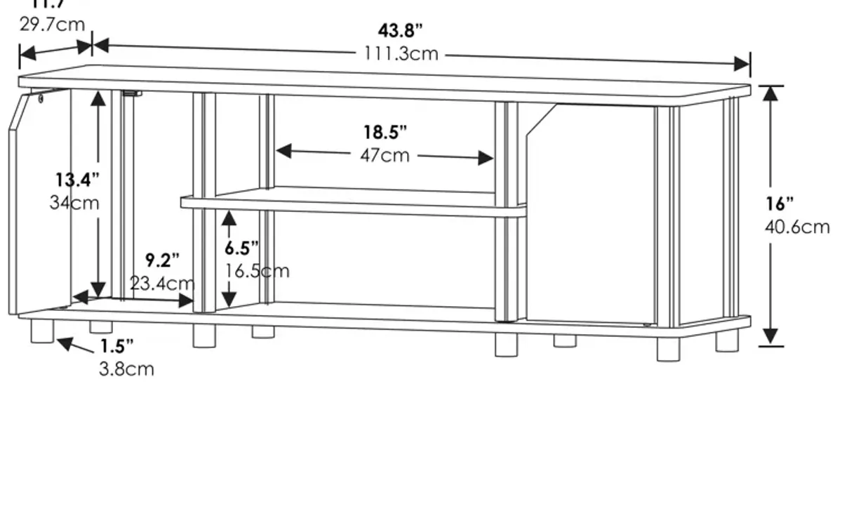 Furinno Brahms TV Stand Entertainment Center with Shelves and Storage for TV Size up to 45 Inch, Espresso/Black