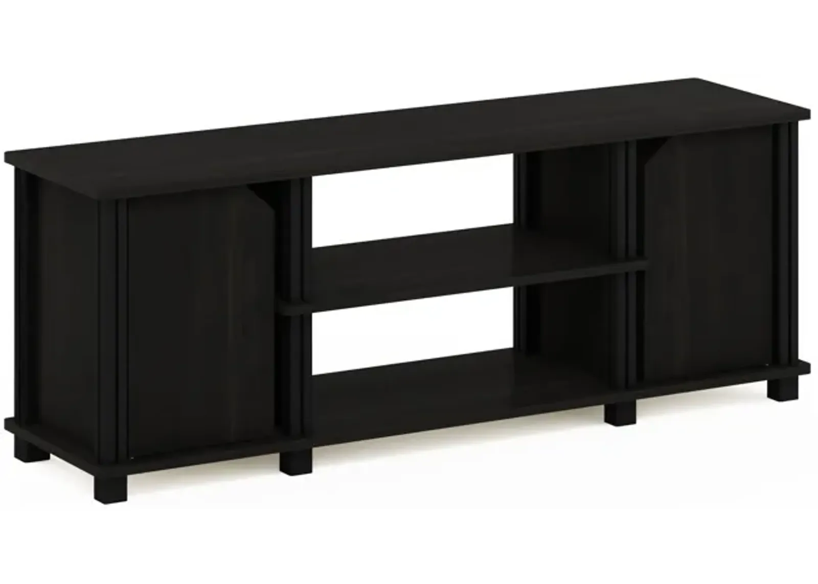 Furinno Brahms TV Stand Entertainment Center with Shelves and Storage for TV Size up to 45 Inch, Espresso/Black